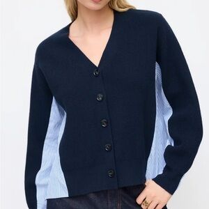 Cider Navy Cardigan with Striped Detail